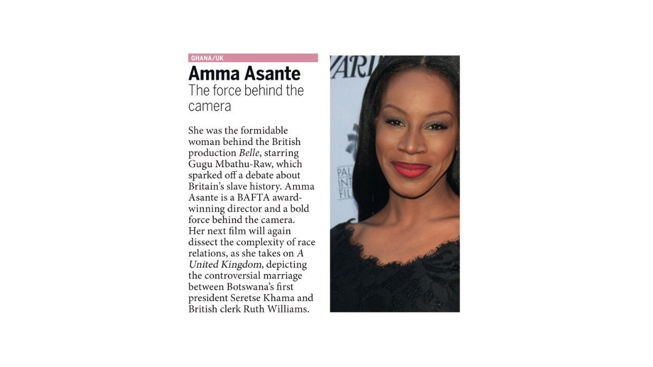 Amma Asante Makes the List of Africa's 100 Most Influential People